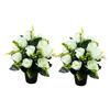 2pcs Bright Artificial Roses Accessory No Maintenance Memorial Flowers for Grave Decoration and Home Commemoration