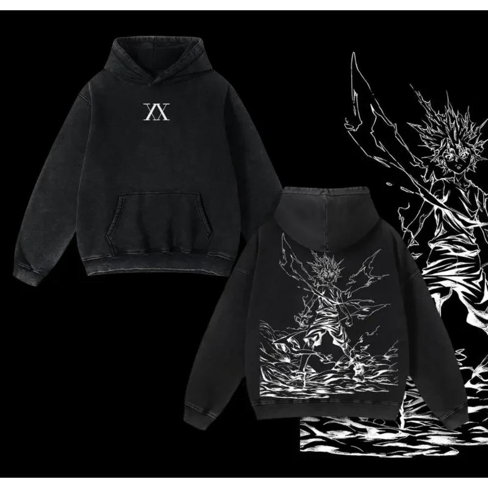 

Горячее Аниме Hunter x Hunter Киллуа Принт Толстовка с Капюшоном Мужская Женская Хлопковый Пуловер Ретро Выстиранная Толстовка Харадзюку Мужская Уличная Одежда XXL чёрный