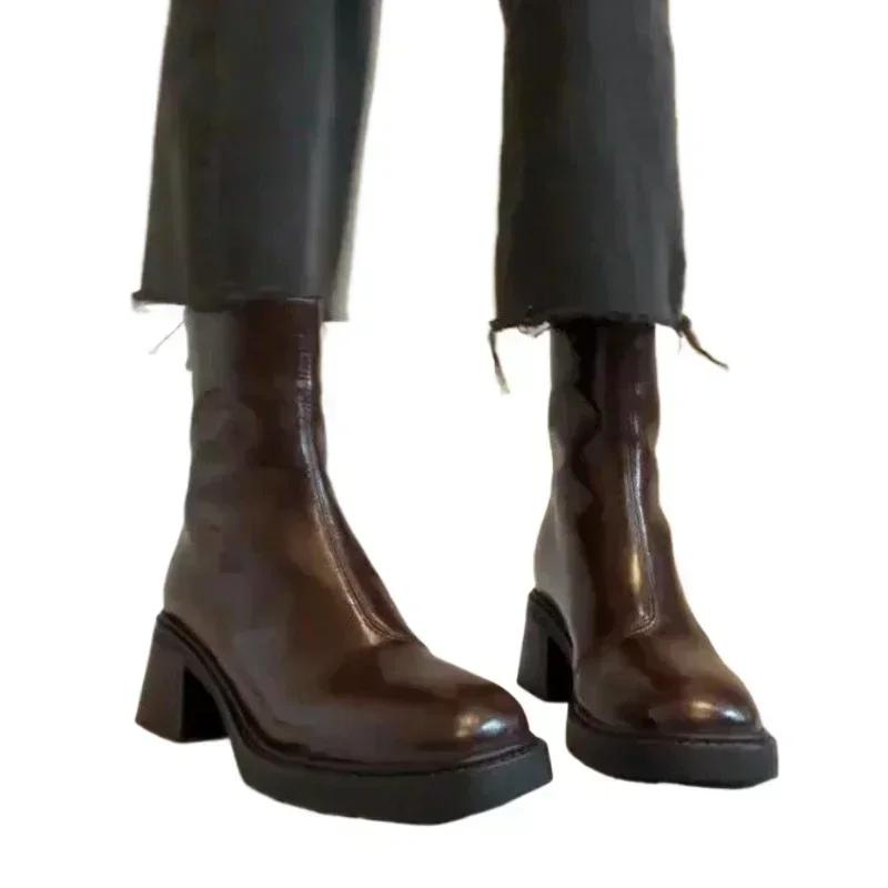 Fashion Shoes for Women 2025 New Autumn Fashion Women's Boots High Quality Versatile Solid Color High Heels British Style Naked Boots