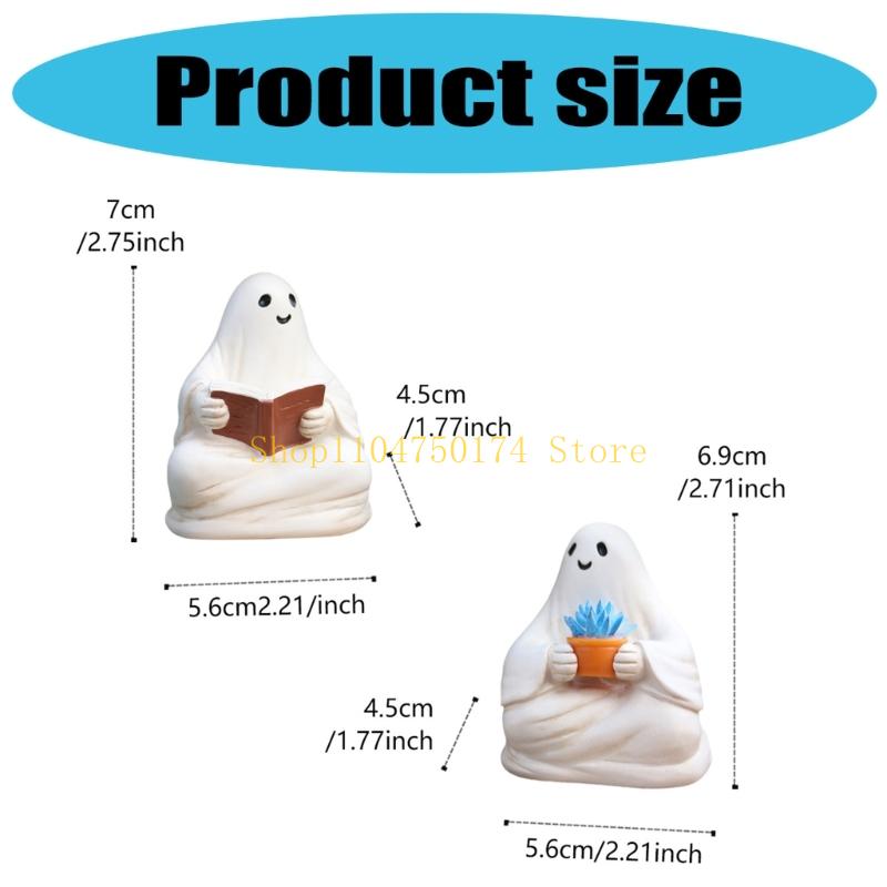 Halloween Ghostly Figurines Reading Ghostly Statue Sculpture Garden Decors top sale