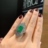 Jewelry Simulation Emerald Ring Necklace Jewelry Set Creative Full Diamond Luxury Set Main Stone 8 * 12