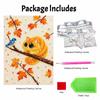 Cute Orange Cat and Blue Bird Autumn Maple Leaves 5D Pearl Painting Kit with Frame DIY Sparkling Bead Canvas Art Relaxing Craft for Girls Room Decor
