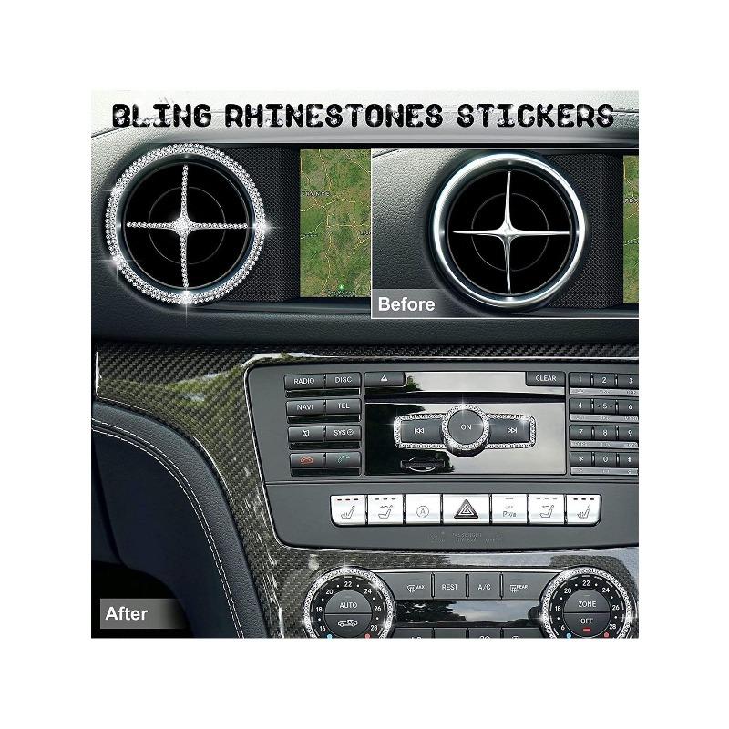12pcs 4mm Self-adhesive White Rhinestone Sticker, Suitable for Car Interior Decoration Diy