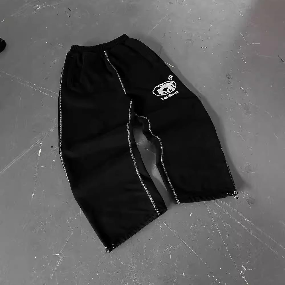 Men's Y2K Letter Embroidered Fleece-Lined Sweatpants