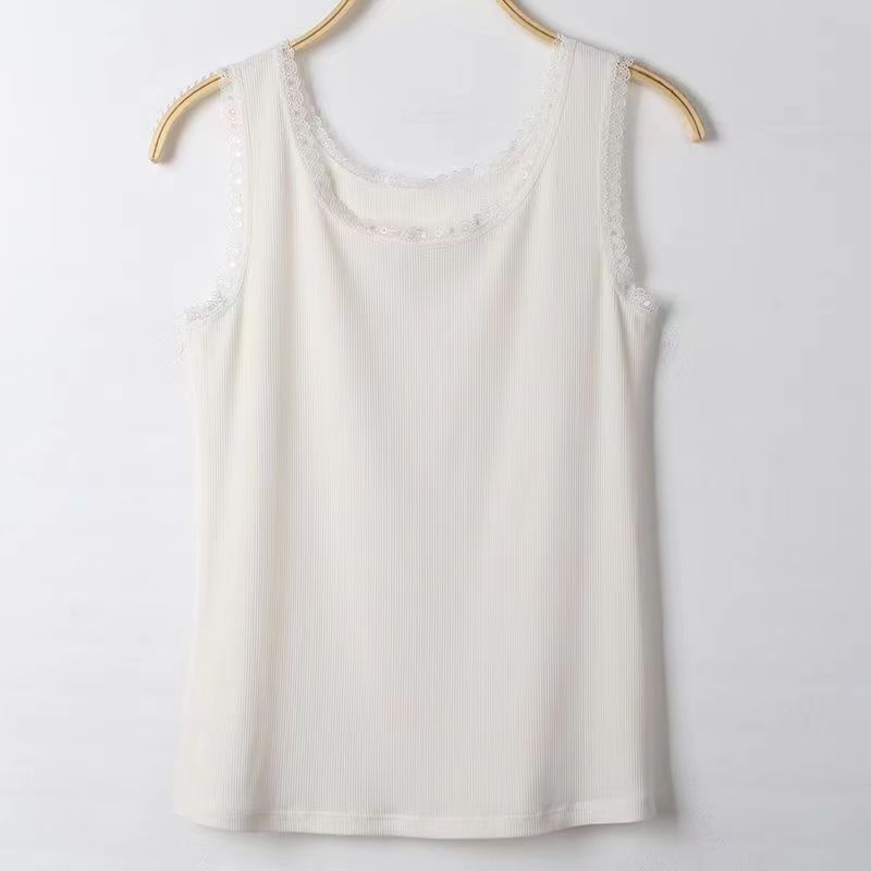 Modal Summer Knitted Threaded Suspender Vest Women's Lace Edge Large Size Slim Fit Outside Wear Bottom Shirt Vest