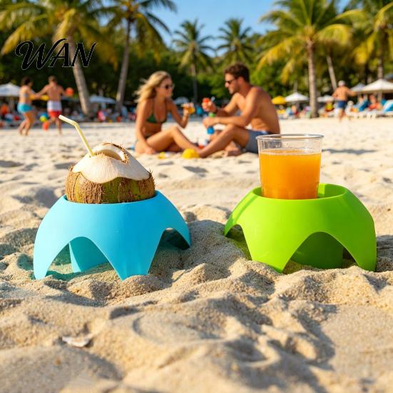Essentials Organizer Cup Holder for Beach with Bold Colors Stackable Portable Drink Phone Phones Snacks Sunscreen Sand-Free Travel Camping Picnic