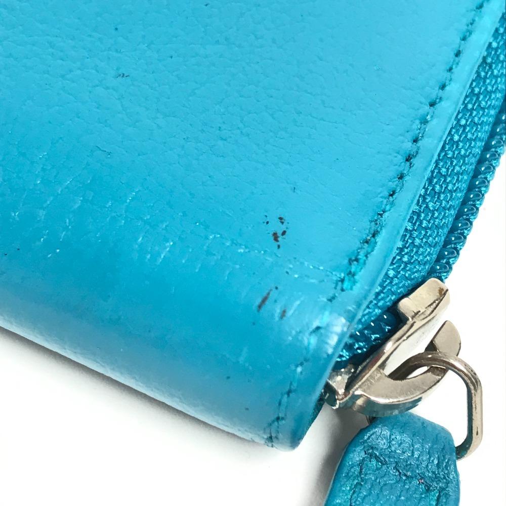 CHANEL Camellia CC CC Mark Zip Around Long Wallet Long Wallet Leather blue