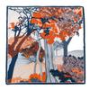 Mulberry silk scarf  new retro winter beautiful ginkgo printing four seasons shawl sunscreen dual-purpose