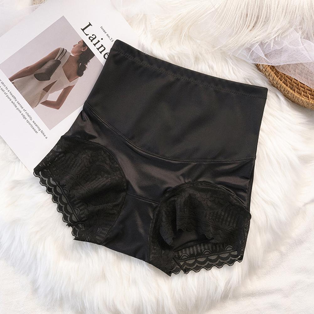 

Шелковистое утягивающее белье с высокой талией, дышащее и бесследное утягивающее белье для женщин, бесшовные утягивающие трусики для ягодиц M чёрный