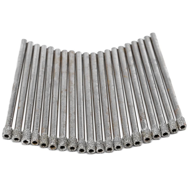 JINGLING 3mm Diamond Drill Bit, 1/8" Diamond Drill Bits, Glass Drill Bit, Coated Hole Saw Core Bit Tools for Stone Tile Pack of 20Pcs