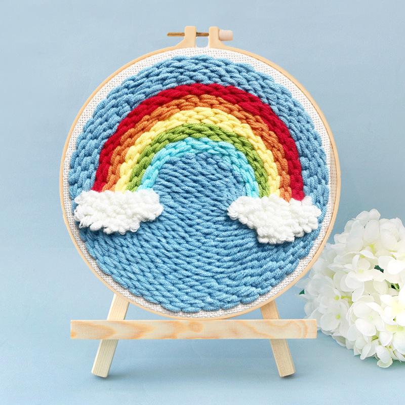 Russian Punch Needle DIY Kit: Handmade Wool Base for Fun Embroidery Projects