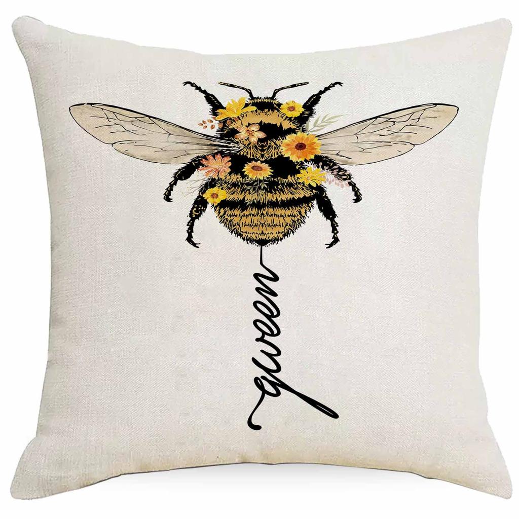 Western Summer Butterfly Bee Flower Pillowcase Home Sofa Cushion Pillowcase Decoration