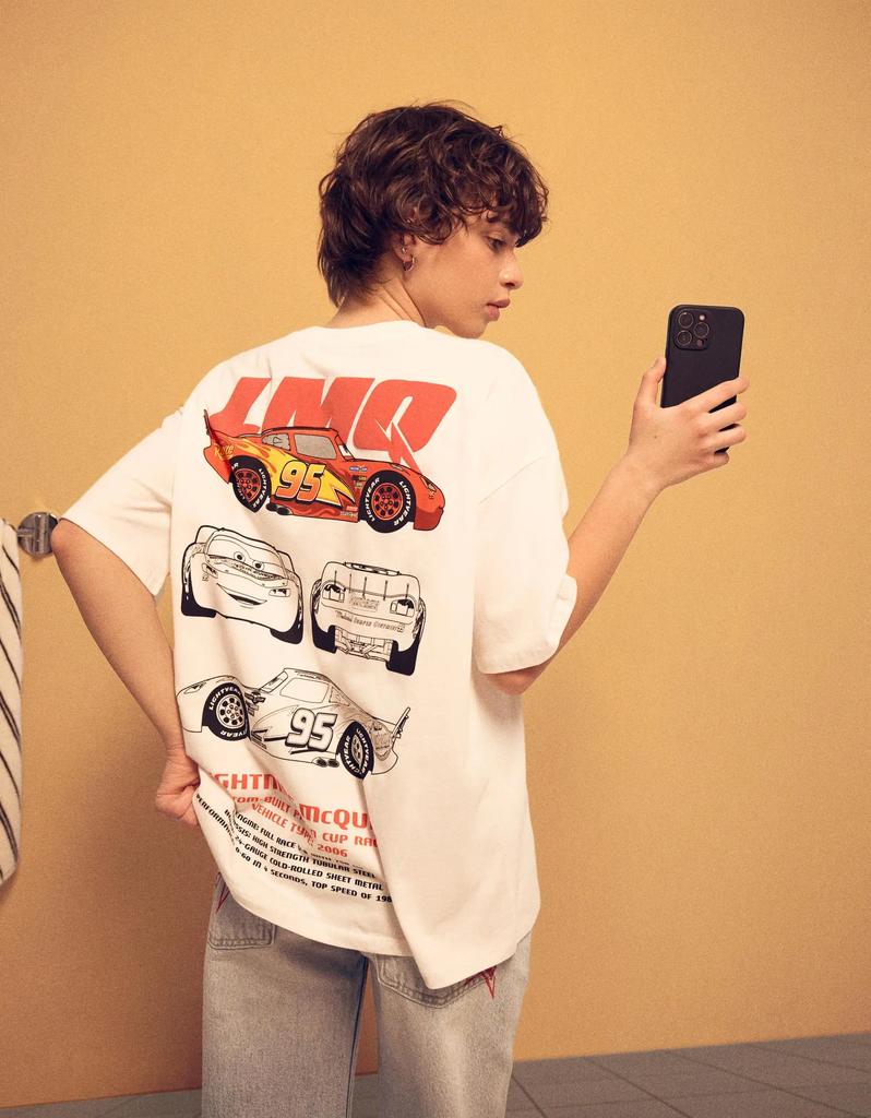 Pixar Cars Lightning McQueen Print Tshirt Unisexs Womens Oversized Short Sleeve Cotton Tshirt FeUnisex Unisex Clothing Tees