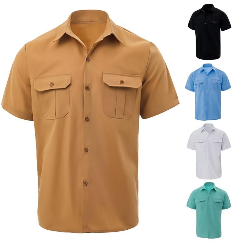 Camicia da pesca da uomo Bassdash con bottoni da donna a maniche corte per esterni