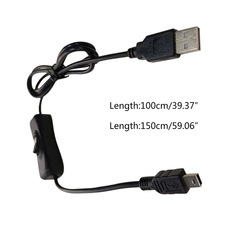 USB Charging Data Switches Cable, USB To Mini USB Charge Cable with ON/Off Switches for Hard Drive Camera Tablet Phone