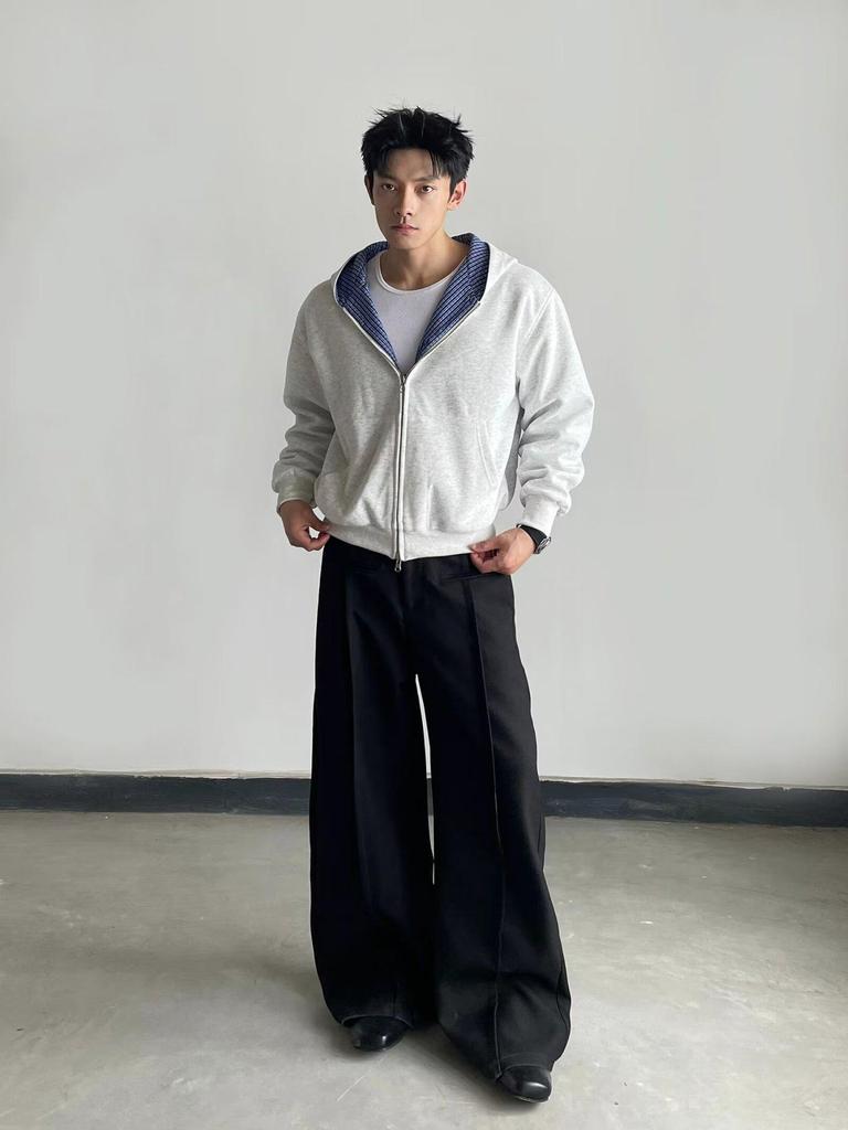 Herren Karierter Patchwork Cardigan Sweatshirt - Herbst/Winter Doppelseitig Locker Geschnittene Vielseitige Jacke