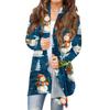 Women's Fashionable Loose-Fit Casual Cardigan With Christmas Print Mid-Length Coat