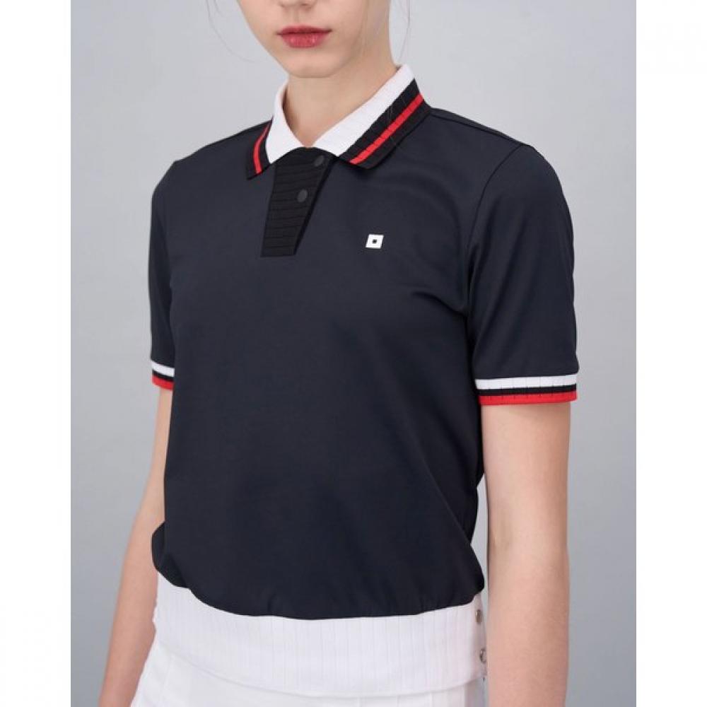 Onoff Women S Drop Shoulder Collared T ShirT Of9043la Black