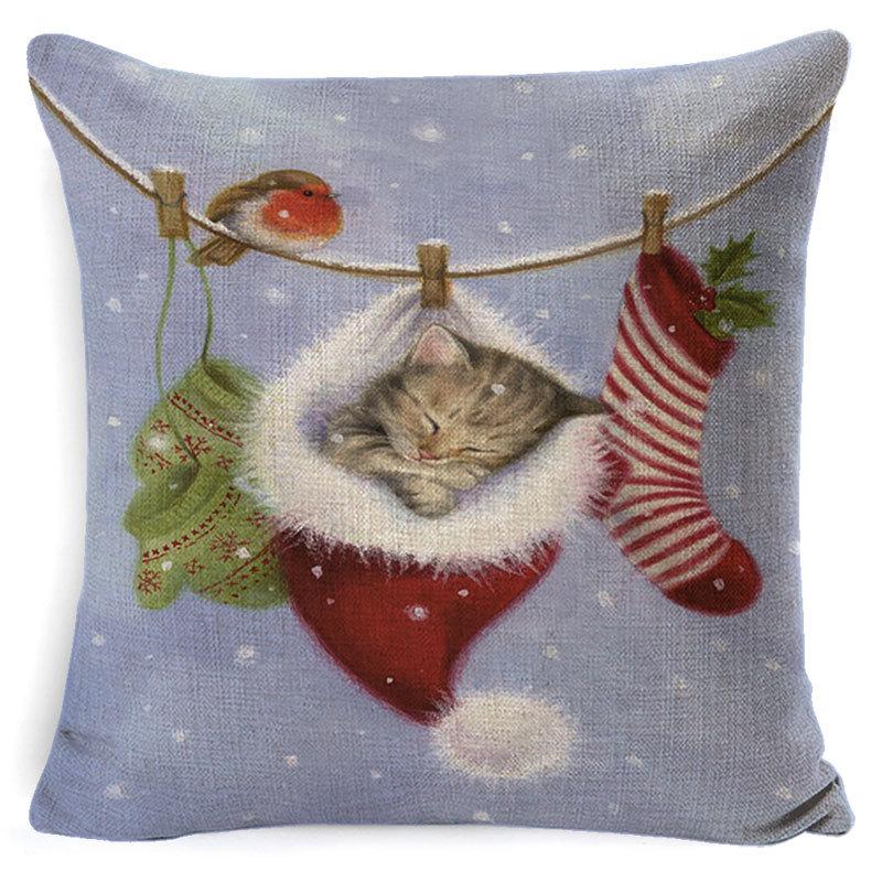 Printed Linen Pillow Cover Decoration Home Cartoon Animal Sofa Cushion Cover Cartoon Animal Print