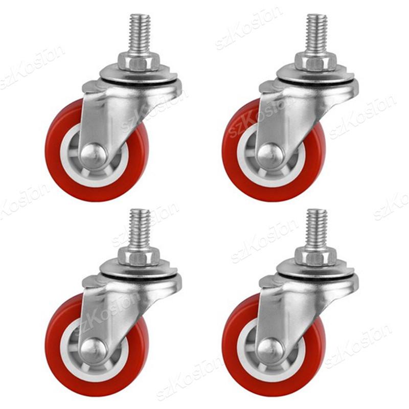 

4Pcs Heavy Duty 1 /1.25 /1.5 /2 Universal Swivel Caster Wheels Threaded Stem for Trolley Furniture Caster M8 Threaded Stem 1 inch