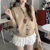 2026 Autumn/Winter Women's Korean Round Neck Embroidered Knit Cardigan Sweater