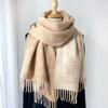 New Autumn And Winter Warm Core Yarn Red Scarf Thickened Women'S Neck Double Sided Two Tone Letter Tassel Style Big Shawl