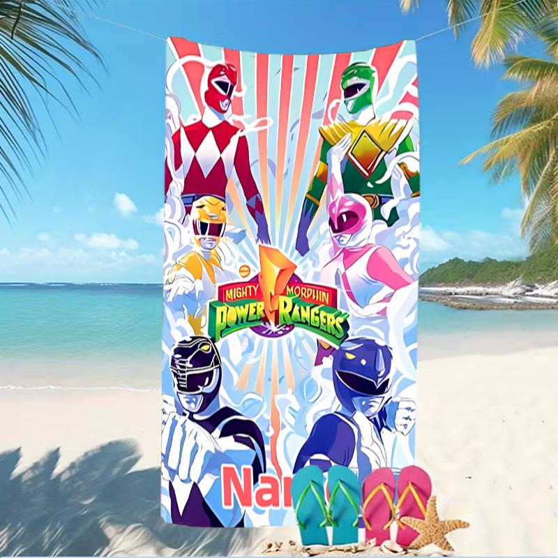 Customizable personalized beach towels Mighty Morphin Power Rangers themed designs.Suitable for the beach, yoga, sports;ideal as beach accessories