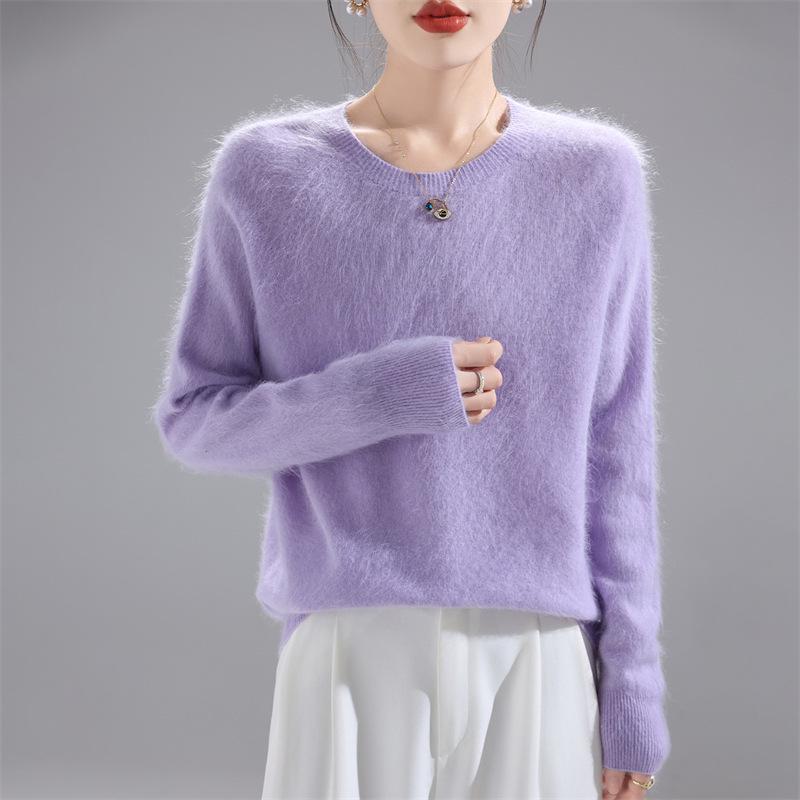 2025 Fashion Women's Round Neck Wool Sweater: Versatile Loose-Fit Knit Base Layer