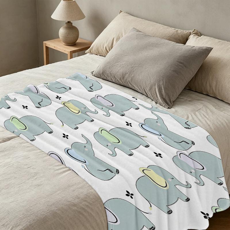 Maternity Flannel Throw Blanket - Anti-Pill, Soft Cartoon Elephant, Warm All-Season Home Nap, Festive for Christmas & Halloween