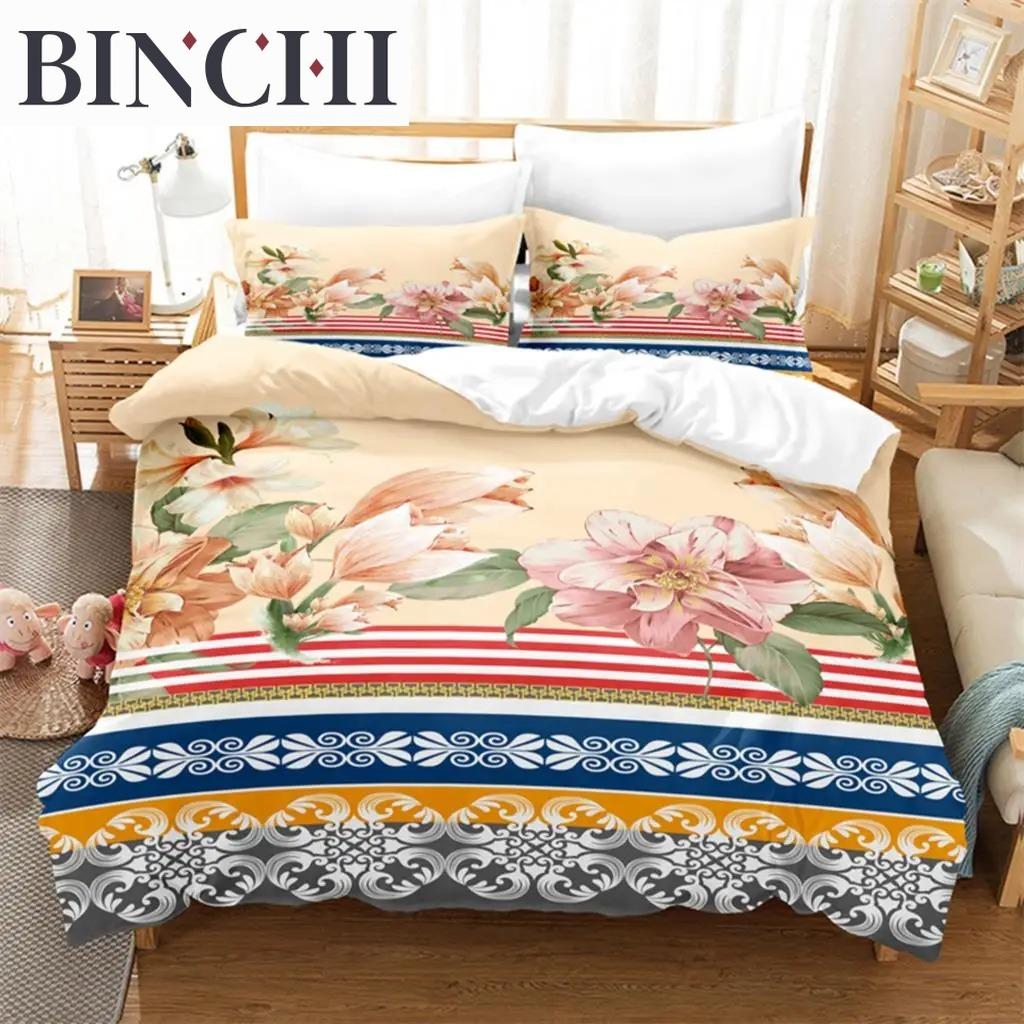 Schöne Blumen Bettwäsche Kollektion Blumen Bettbezug Kollektion 3D Bettwäsche Digitaldruck Queen Size Modisches Design