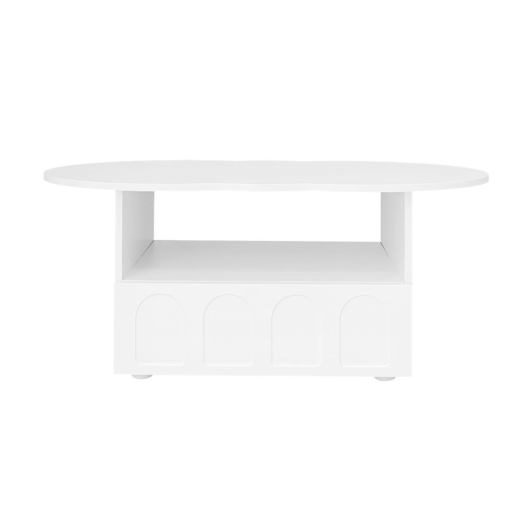 Living Room Table, Coffee Table with Drawers, Side Table with Storage Compartments, Cloud Shape