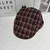 Flat Vintage Plaid Cap Breathable Polyester Beret For Casual And Office Wear