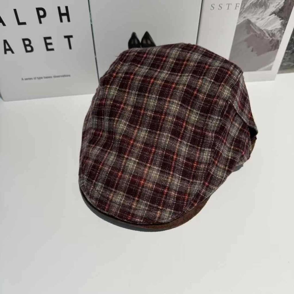 Flat Vintage Plaid Cap Breathable Polyester Beret For Casual And Office Wear