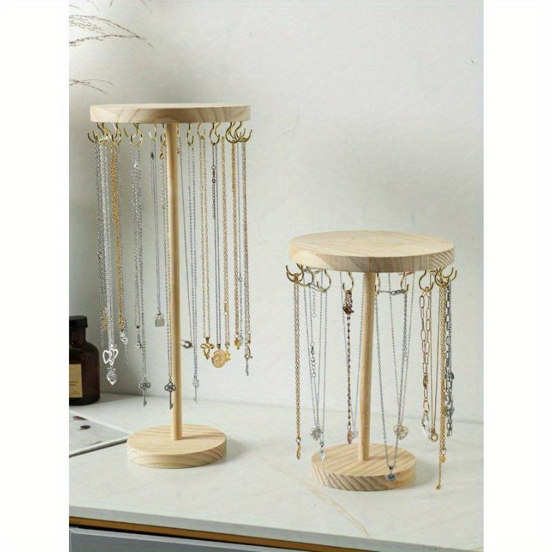1pc Simple Style Round Natural Wood Jewelry Display Stand For Necklaces, Pendants, Bracelets & Jewelry Shop Window Display