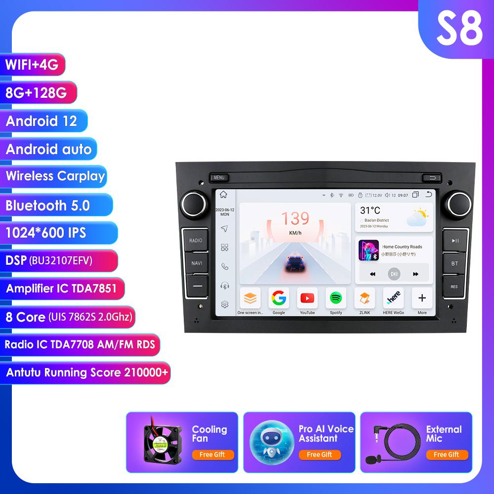 Hizpo Android 14 CarRadio DSP Wireless Carplay Auto for Opel Astra H J 2004 Vectra Vauxhall Antara Zafira Corsa C D Vivaro Meriva Veda
