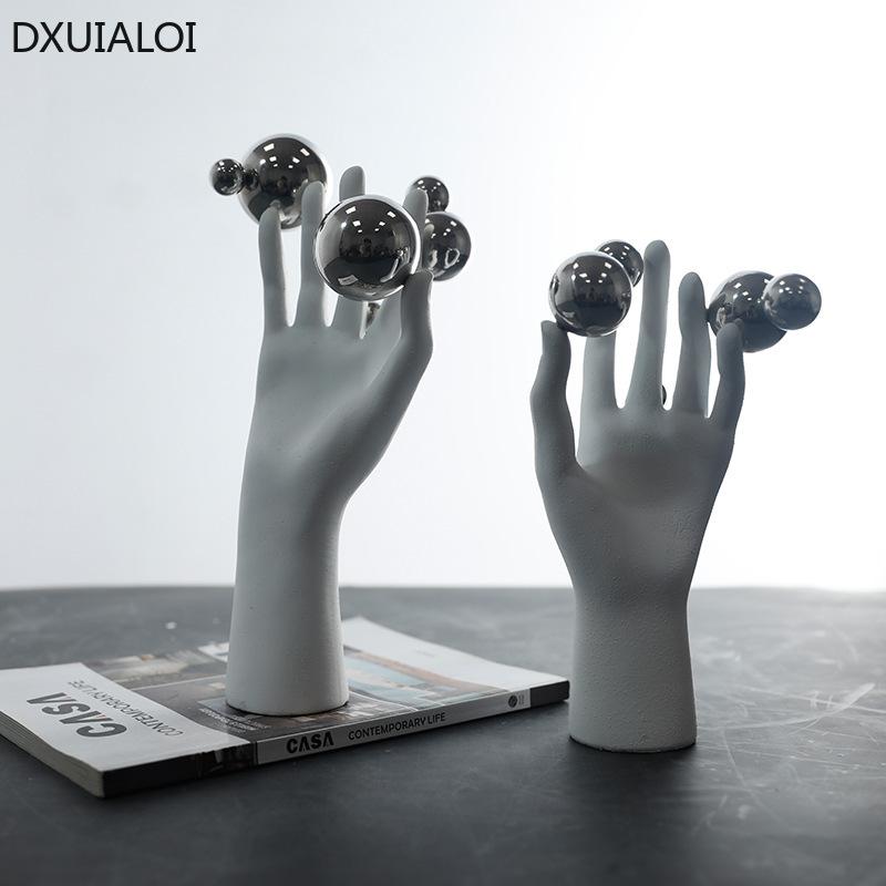 DXUIALOI Modern simplicityHuman puppet hand shape decoration resin crafts creative simple home living room resin decoration