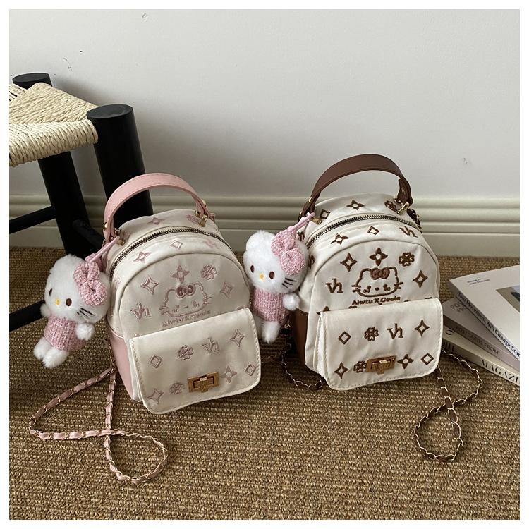 Schoolbag Backpack Kitty Cartoon Korean Version of Hello Kitty Women's New Spring Versatile Casual Commuter Backpack Soft