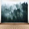 VIKAMA Nature Forest Tapestry, Misty Green Pine Tree Scenery Wall Art Hanging for Bedroom Living Room Photography Backdrop