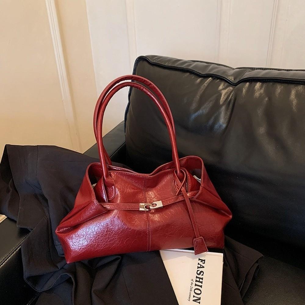 Soft Commuting Tote Bag Pleated Underarm Shoulder Bag Trendy Retro Women Handbag Dating