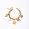 Golden Tone Stainless Steel Ocean Charm Bracelet with Seahorse and Fish Pendants for Women