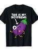 Men'S Funny  This Is My Boyfriend Eggplant  Graphic T-Shirt - Black Casual Short Sleeve Crew Neck, C