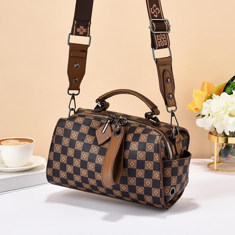 Elegante Borsa a Mano da Donna Boston di Alta Gamma Borsa a Tracolla Casual in Caffè o Kaki