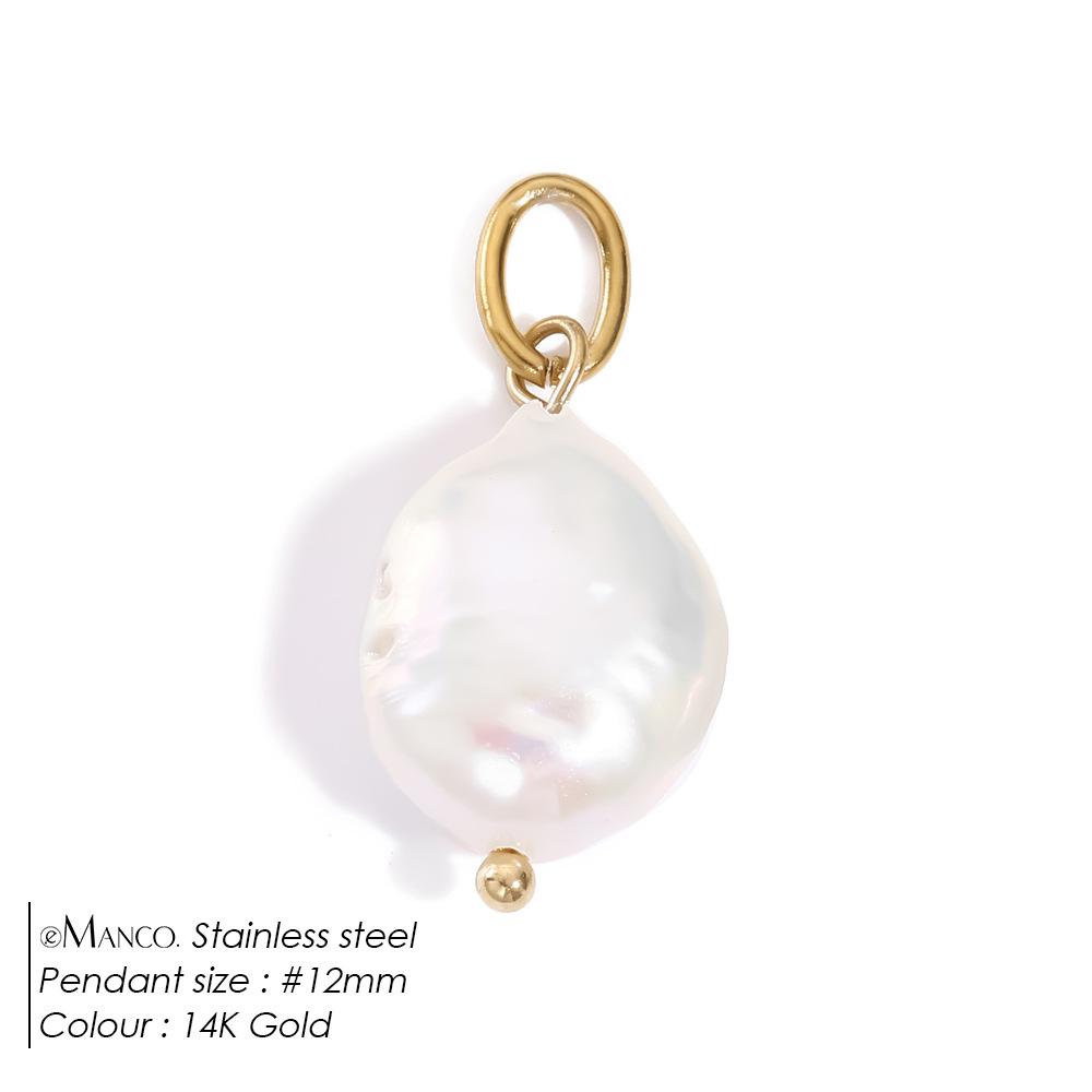 eManco Stainless Steel Vintage Freshwater Pearl Irregular Pendant