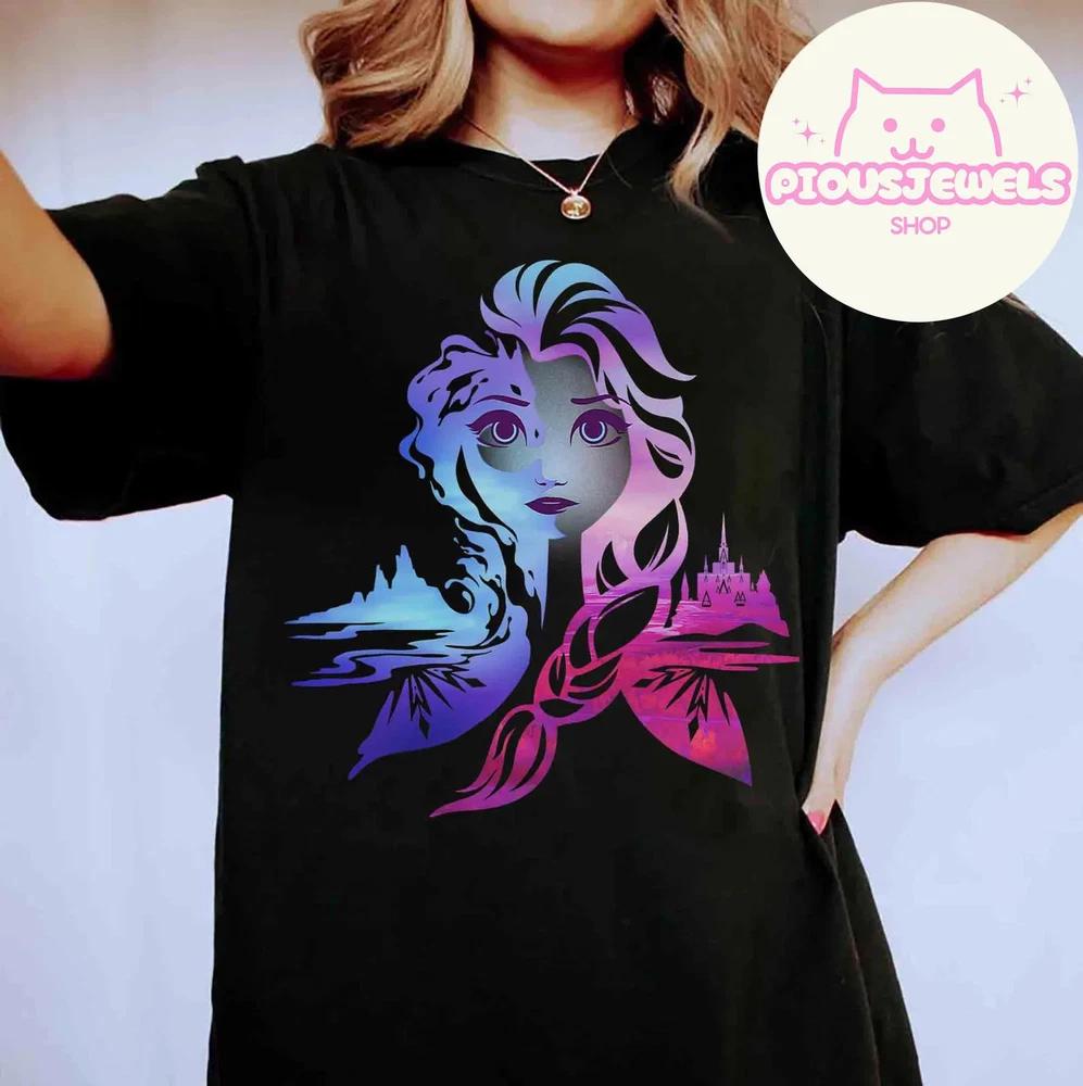 Frozen 2 Elsa Two Tone Gradient Portrait Shirt Elsa Princess S