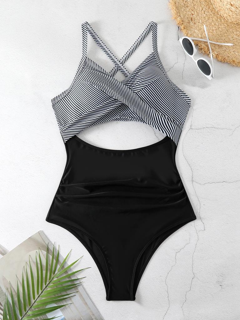 Women’s Sexy Monokini Bathing Suit One-Piece Cut-Out Bikini Swimsuit, Backless Tight-Fit Swimwear