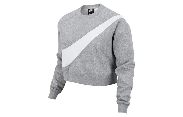 Nike Sweatshirts Women s Gray Crew Neck Moderate Regular CV8654-063 L