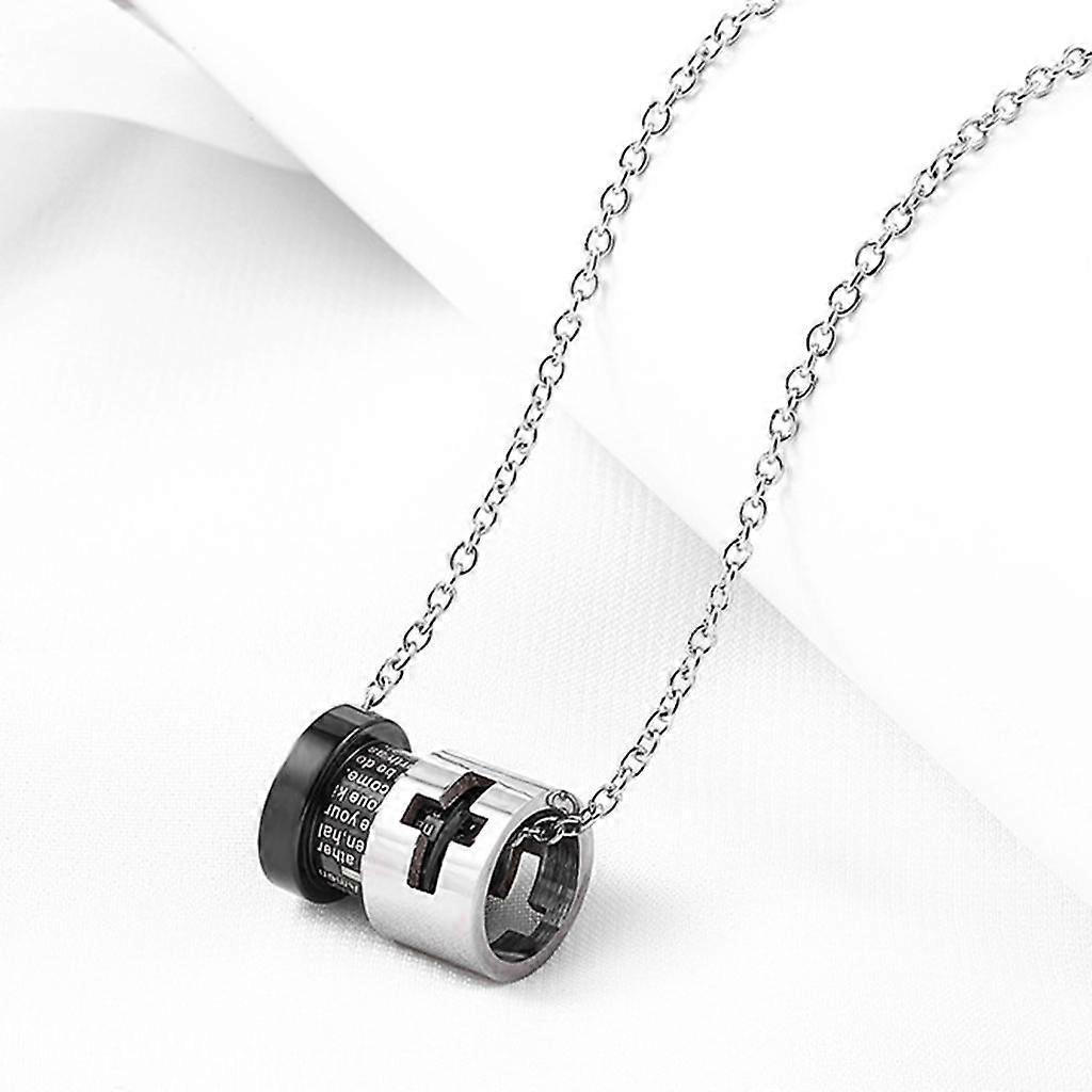 4xStainless Steel Charm Cross Pendant Necklace with Bible Verse Lord Prayer 1