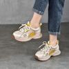 Genuine Leather Sports Style Casual Women's Shoes Mixed Colors Lightweight Sole Lace Up Sneakers