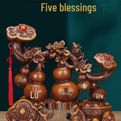Five Blessings Gourd Ornament for Home Decor – Living Room, TV Stand, or Cabinet Gifts