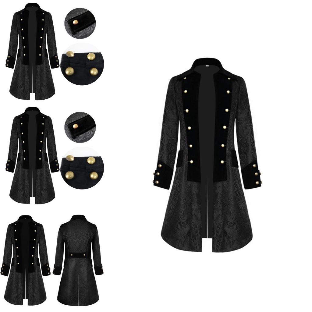 Elegant Medieval Costume Men Solid Color Jacquard Jacket Perfect For Halloween